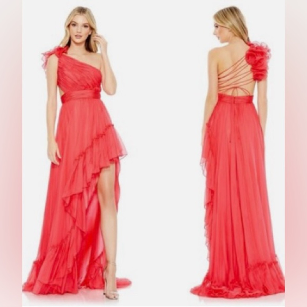 Mac Duggal Cherry Ruffled Dress Style 67989 Sz 8 Retails 598.00 NEW
